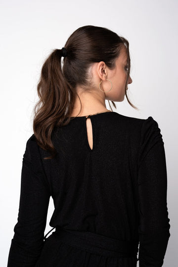 Black Metallic Stretch Jumpsuit Double Second